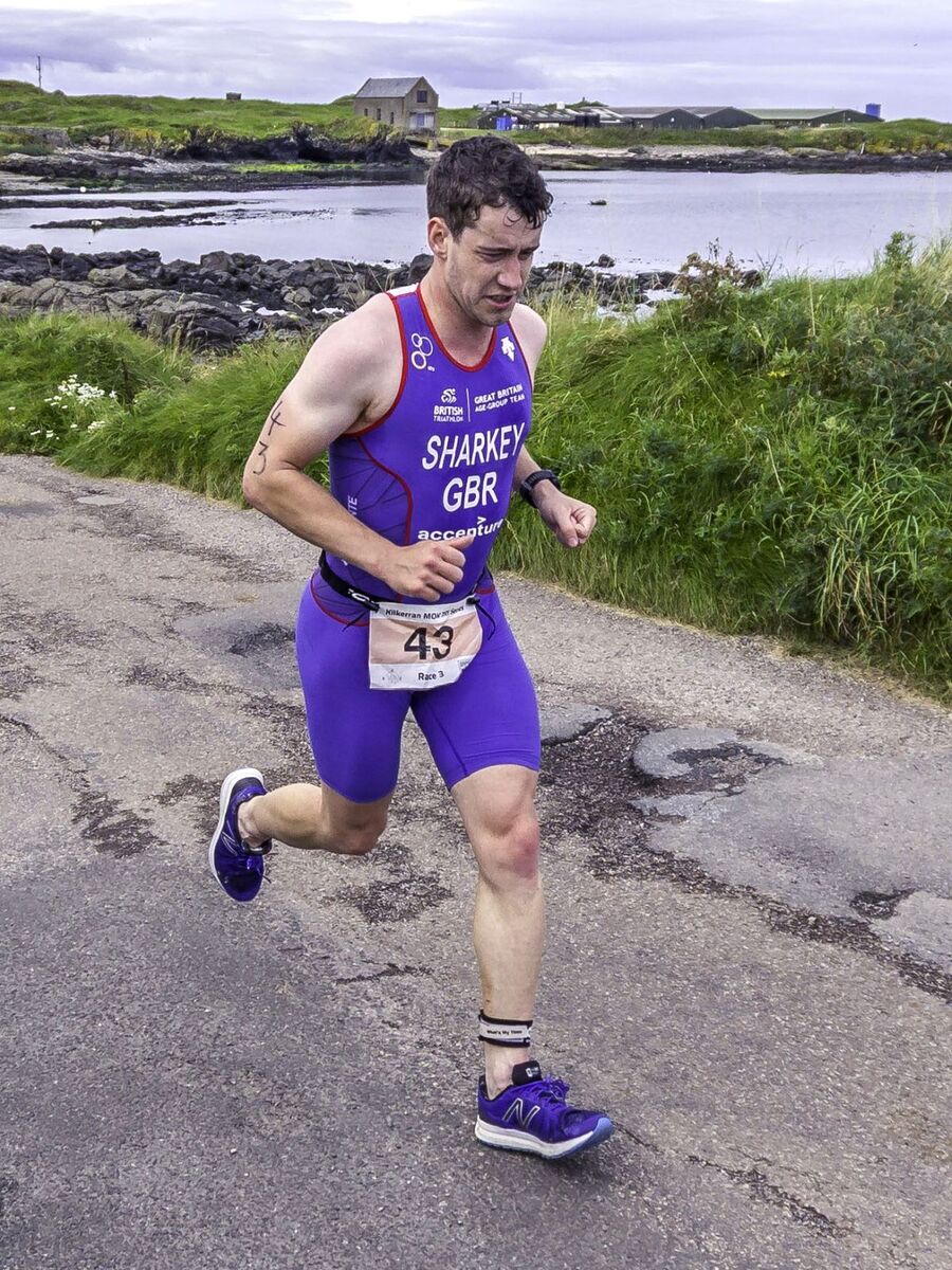 Dominic Sharkey on his way to overall victory. Photograph: John Coffield. 