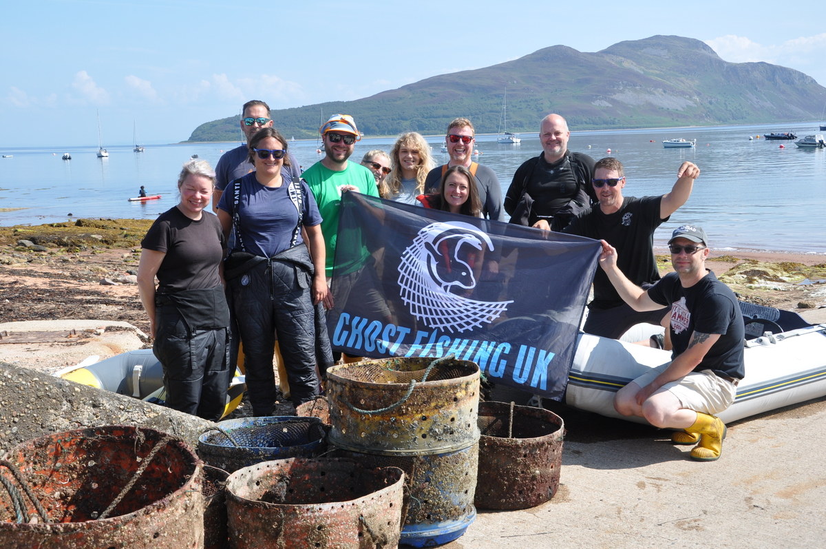Divers from Wreckspeditions and Ghost Fishing UK who recovered multiple whelk pots from the No Take Zone in collaboration with COAST. Photograph: Ghost Fishing UK.