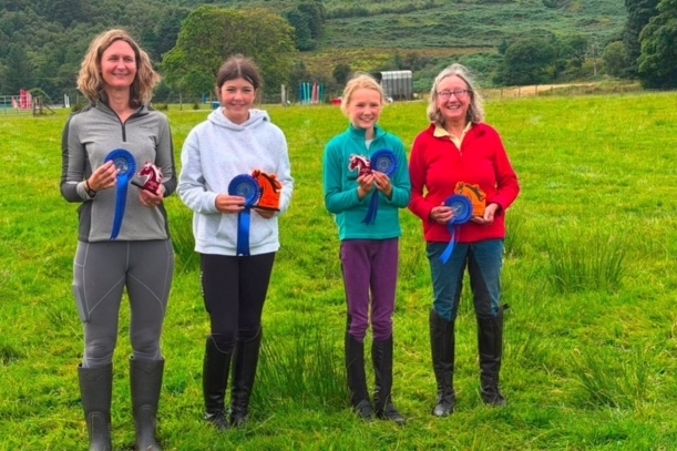 Winners Fiona Shaw, Katie Tuite, Lena Nef and Liz MacNab. Photograph: South Argyll Pony Club