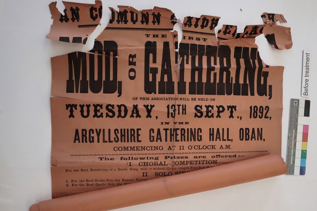 NO T37 Rare posters from first Mds restored to former glory Before treatment (part rolled) web