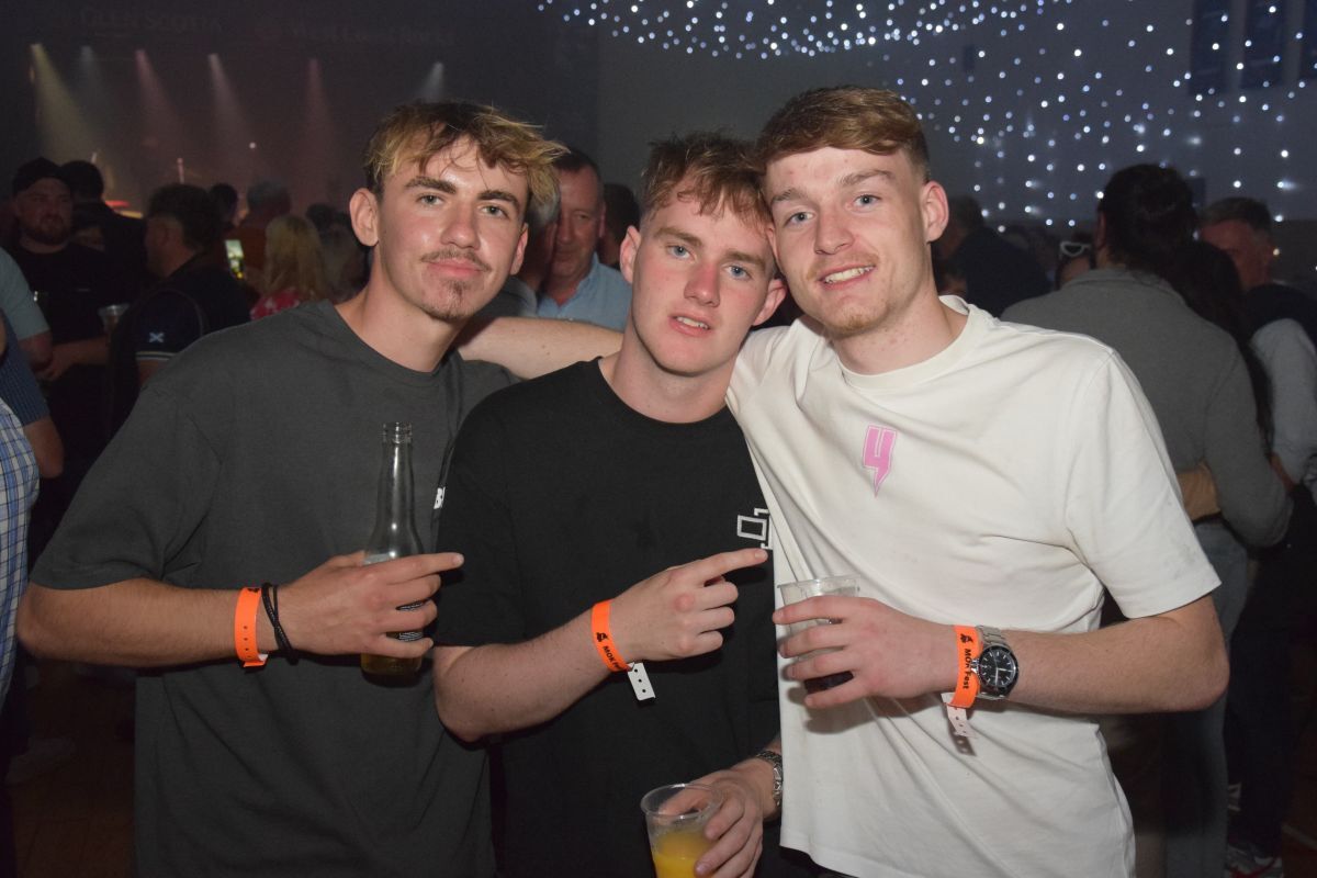 In good spirits on Saturday night were Kye Billing, Jamie Graham and Sean West. 