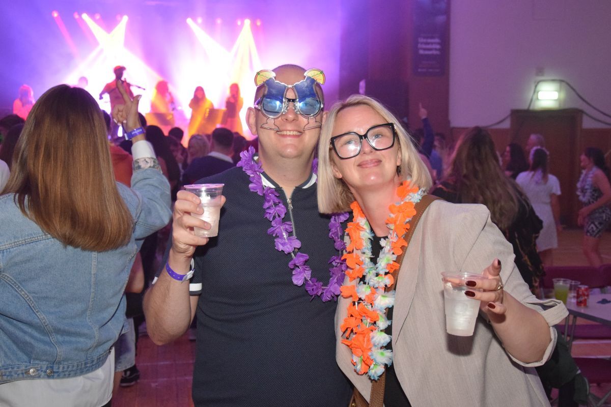Craig Edwards and Suzanne McKellar in the festival spirit on Sunday night. 