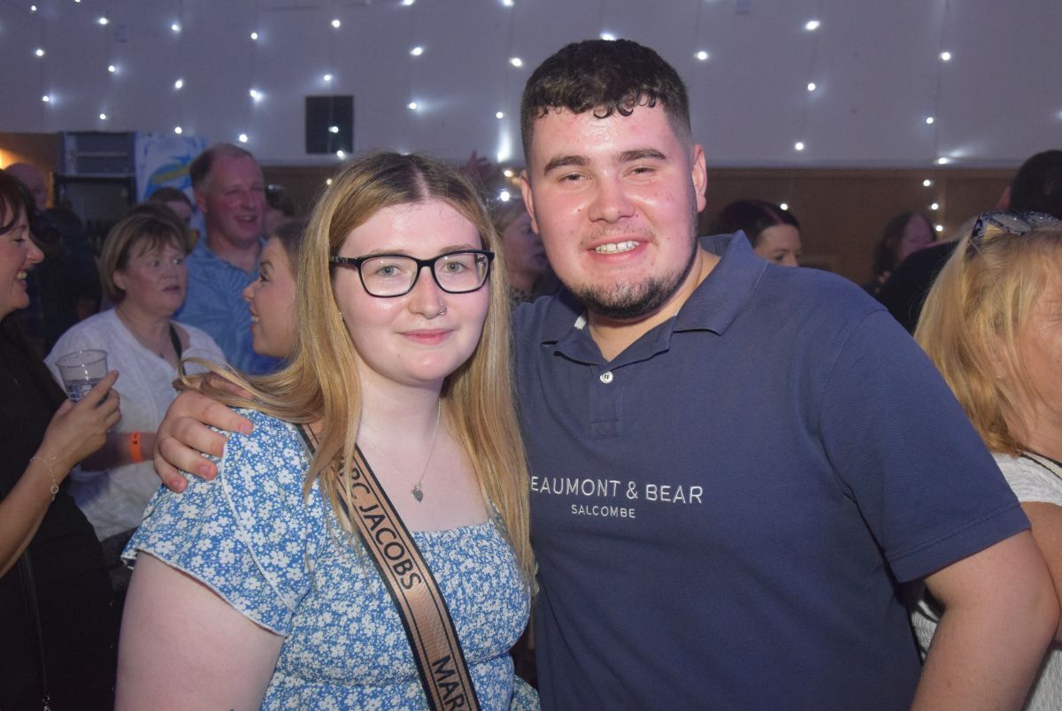 Demi Martin and Gareth Harvey enjoying Saturday night’s entertainment at the Victoria Hall.
