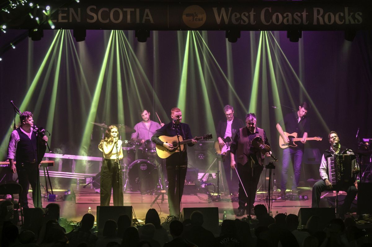 Main headliners Skipinnish brought the West Coast Rocks concert to a rousing close. Photograph: John Coffield. Main headliners Skipinnish brought the West Coast Rocks concert to a rousing close. Photograph: John Coffield.