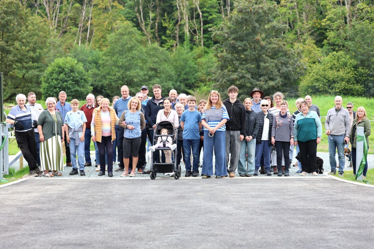 About 60 residents gathered to mark the official opening of Glenbarr’s new community field. Photograph: Kenny Craig.