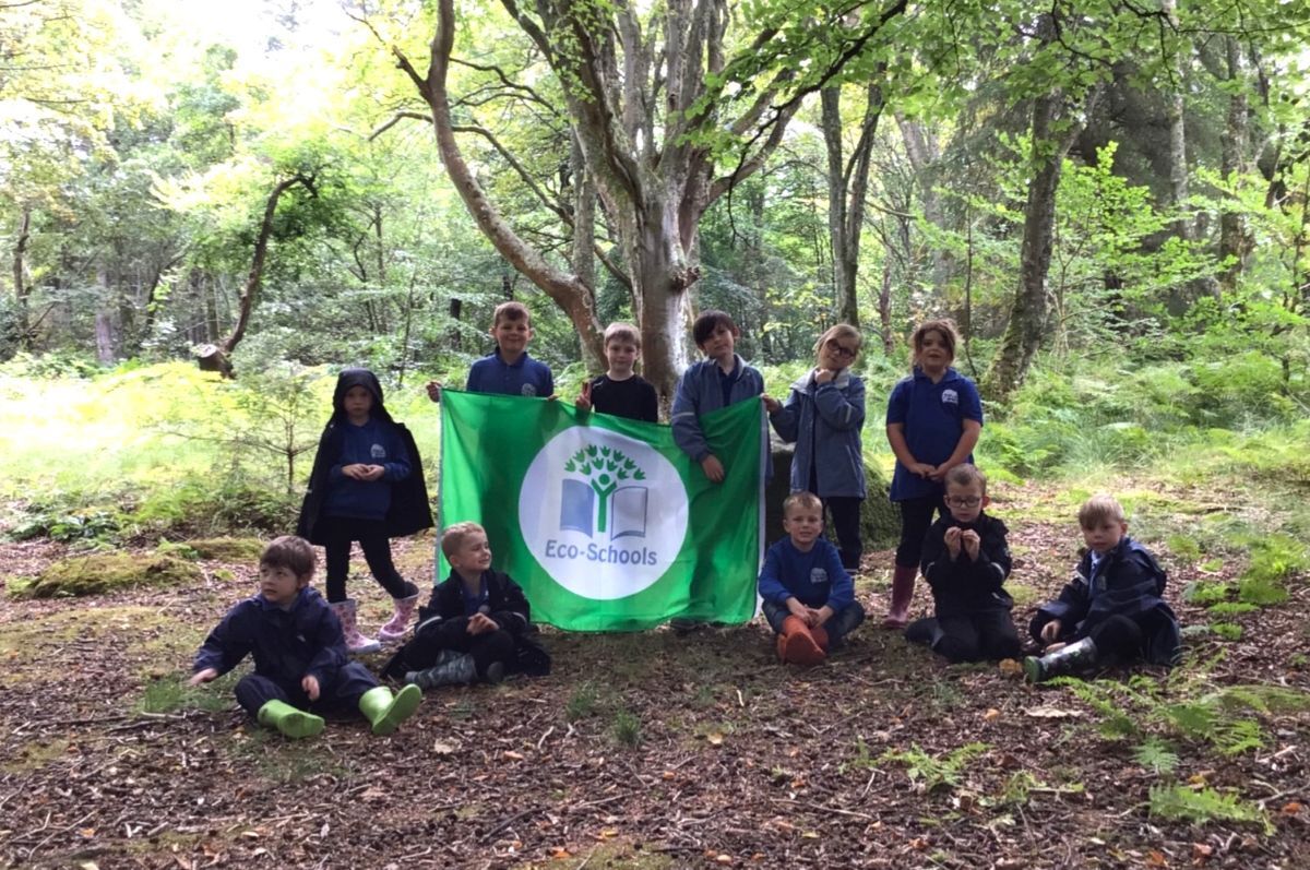 Gigha Primary School pupils celebrate their fourth Eco-Schools Scotland Green Flag Award. Gigha Primary School pupils celebrate their fourth Eco-Schools Scotland Green Flag Award.