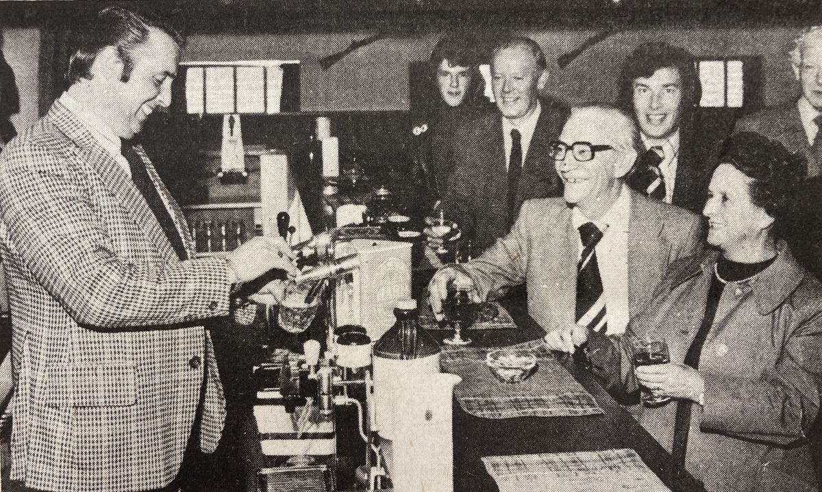1976: Fort William’s Jacobite lounge bar in the historic old Ben Nevis Hotel, an ambitious renovation programme now completed, presented a bright new face to its customers. A gathering drank a toast to the manager, Mr Ronald Nicolson (left), and his wife Benita. 1976: Fort William’s Jacobite lounge bar in the historic old Ben Nevis Hotel, an ambitious renovation programme now completed, presented a bright new face to its customers. A gathering drank a toast to the manager, Mr Ronald Nicolson (left), and his wife Benita.