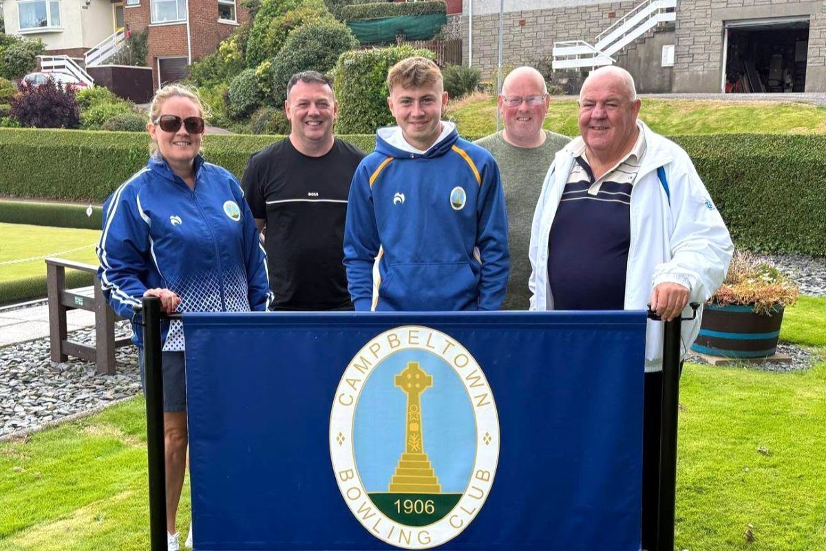 Ryan Johnston, Campbeltown Bowling Club’s 2026 junior champion, centre, with, from left, club president Lorraine Brodie, Archie Johnston, Andy Gilchrist and Chic McEwan. Ryan Johnston, Campbeltown Bowling Club’s 2026 junior champion, centre, with, from left, club president Lorraine Brodie, Archie Johnston, Andy Gilchrist and Chic McEwan.