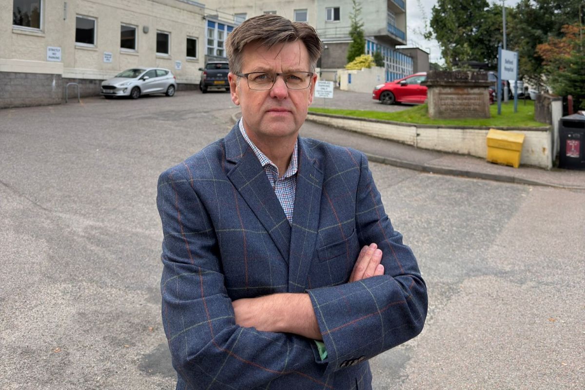 Andrew Baxter MSP in front of the Belford Hospital in Fort William. Andrew Baxter MSP in front of the Belford Hospital in Fort William.